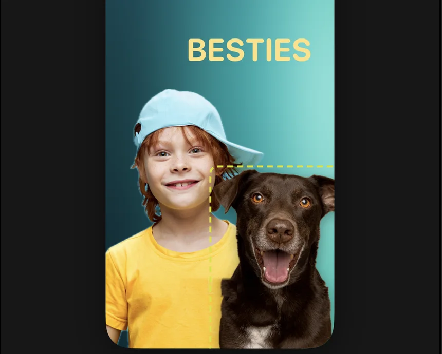 The WallyPaper editor with a boy and a dog on one wallpaper labeled Besties