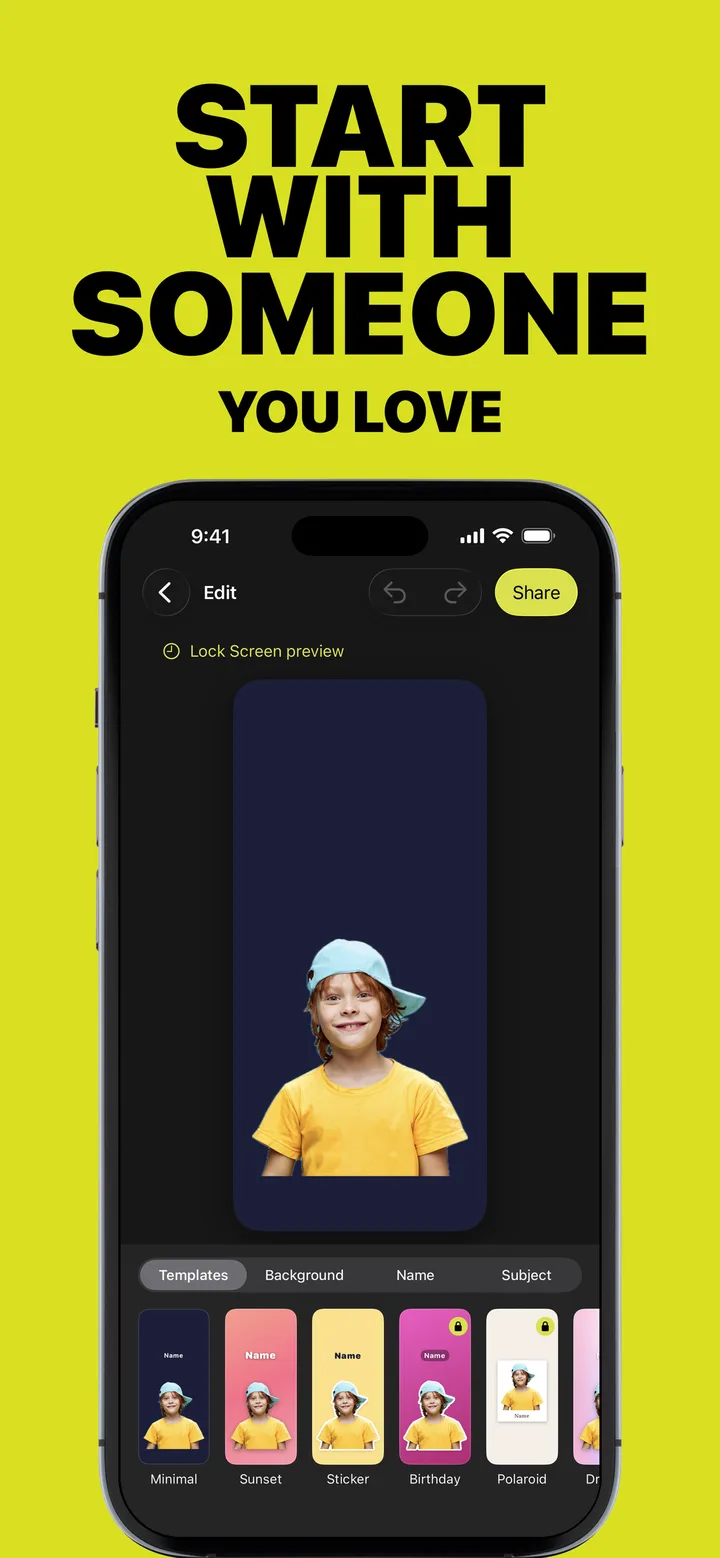 Start with someone you love: the editor with the Templates row